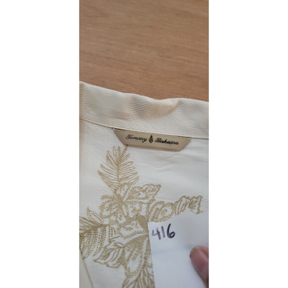 Tommy Bahama Hawaiian Camp Shirt Size XL Men White Silk Shirt Vacation Floral - Picture 7 of 16